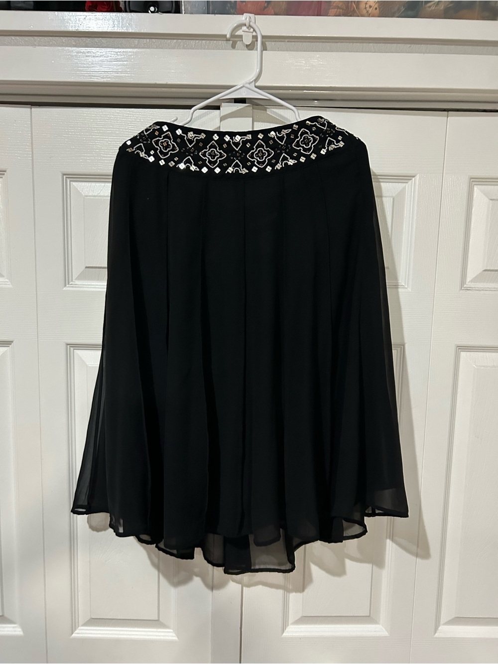 Worthington Black Midi Skirt with White Embroidered Waist